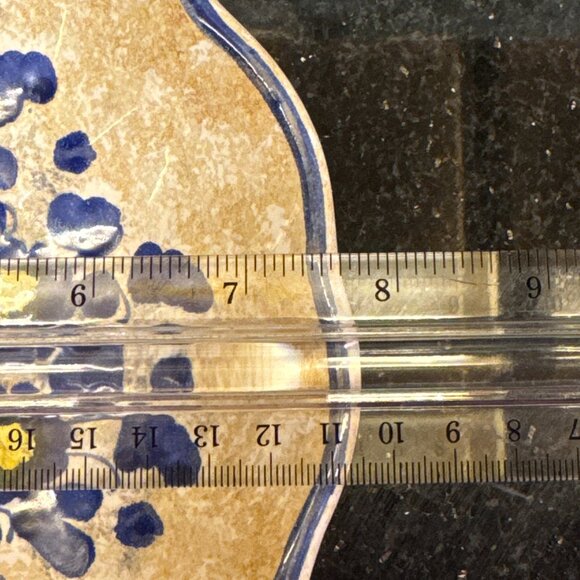 Deruta Hand Painted plate with blue and yellow flowers, hook for hanging - Picture 4 of 11